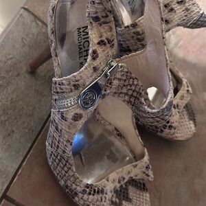 Michael Kors Cream and Brown Heels with Snakeskin Pattern